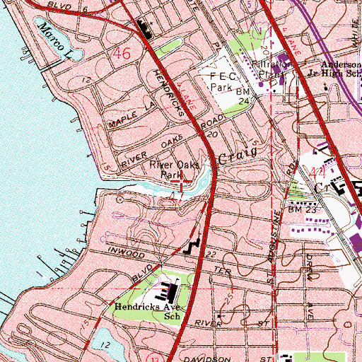Topographic Map of River Oaks Park, FL