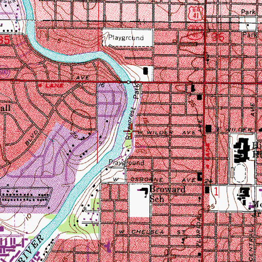 Topographic Map of Rivercrest Park, FL