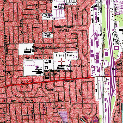 Topographic Map of Riverland Elementary School, FL