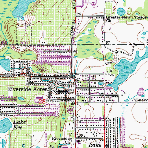 Topographic Map of Riverside Acres, FL