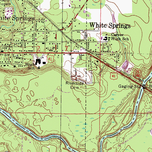 Topographic Map of Riverside Cemetery, FL