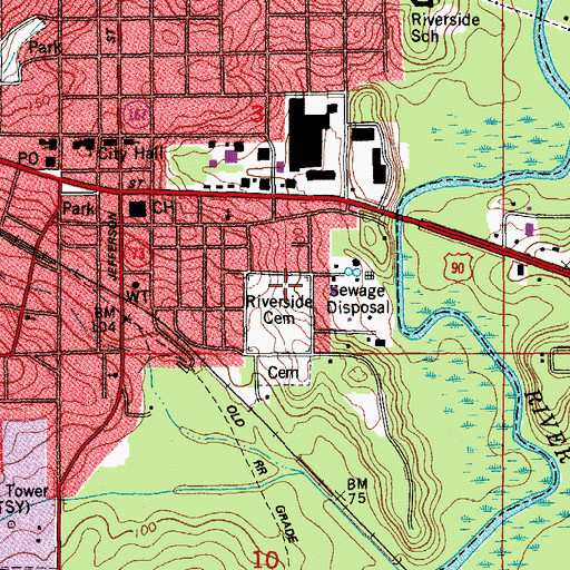 Topographic Map of Riverside Cemetery, FL