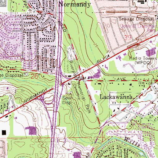 Topographic Map of Riverside Memorial Park, FL