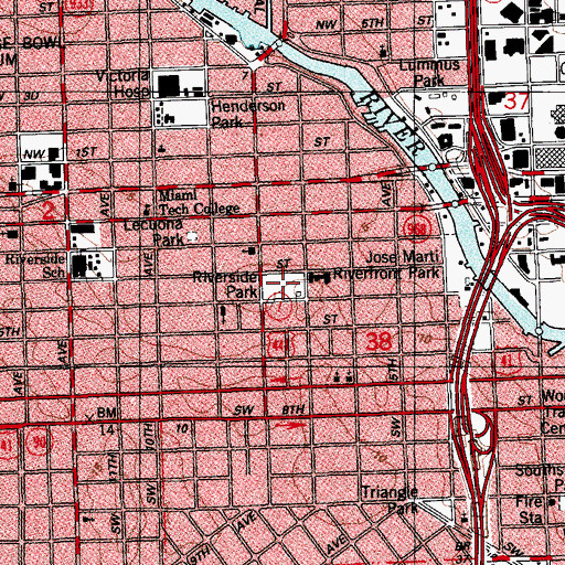Topographic Map of Riverside Park, FL