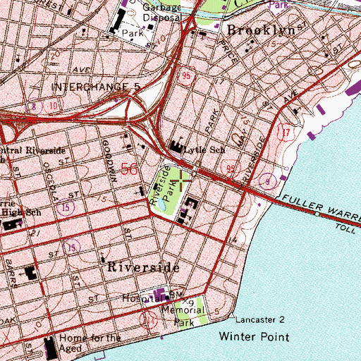 Topographic Map of Riverside Park, FL