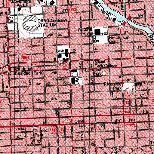 Topographic Map of Riverside Elementary School, FL