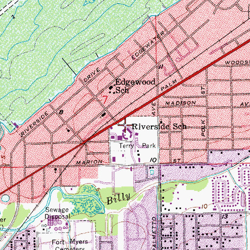 Topographic Map of Riverside School, FL