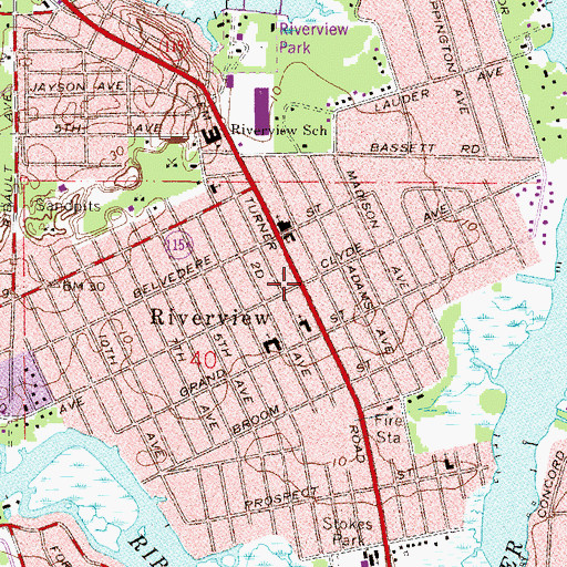 Topographic Map of Riverview, FL