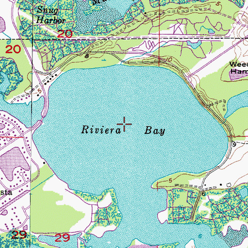 Topographic Map of Riviera Bay, FL