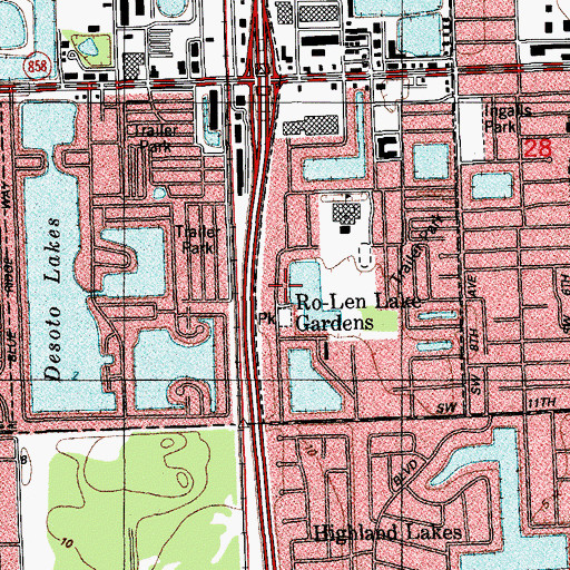 Topographic Map of Ro-Len Lake Gardens, FL