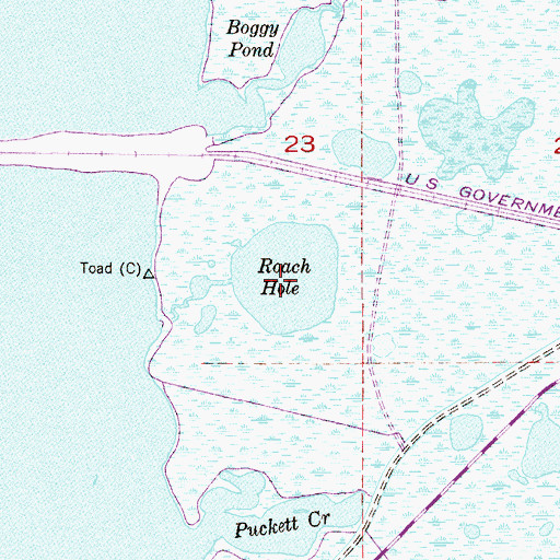 Topographic Map of Roach Hole, FL