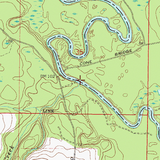 Topographic Map of Roaring Creek, FL