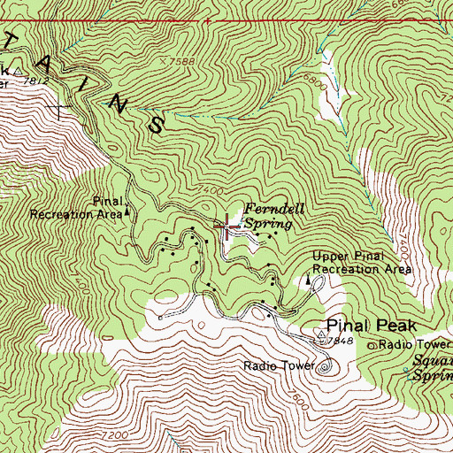Topographic Map of Ferndell Spring, AZ