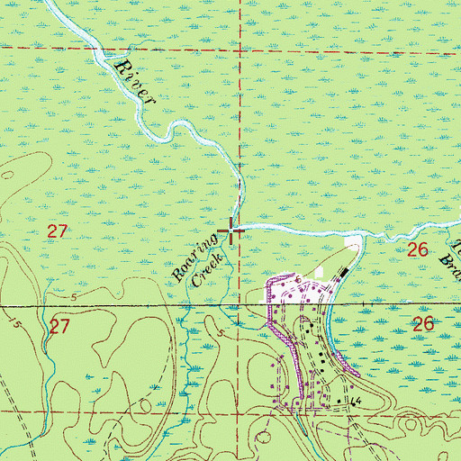 Topographic Map of Roaring Creek, FL