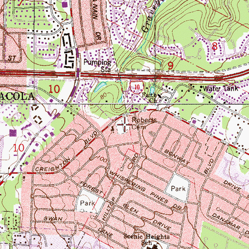 Topographic Map of Roberts Cemetery, FL