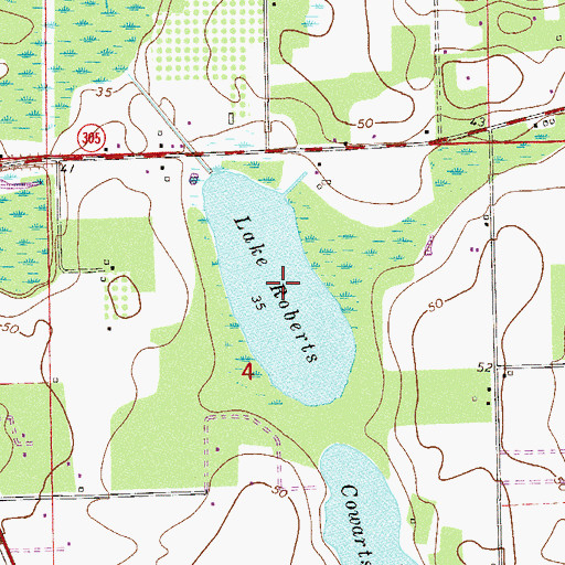 Topographic Map of Lake Roberts, FL