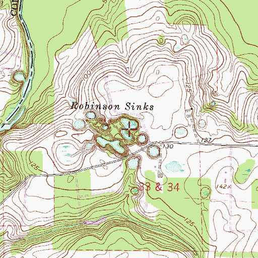 Topographic Map of Robinson Sinks, FL