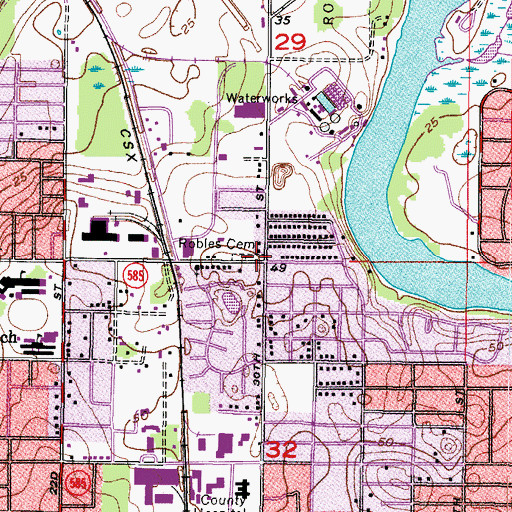 Topographic Map of Robles Cemetery, FL