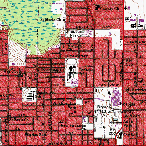 Topographic Map of Rochelle School of the Arts, FL