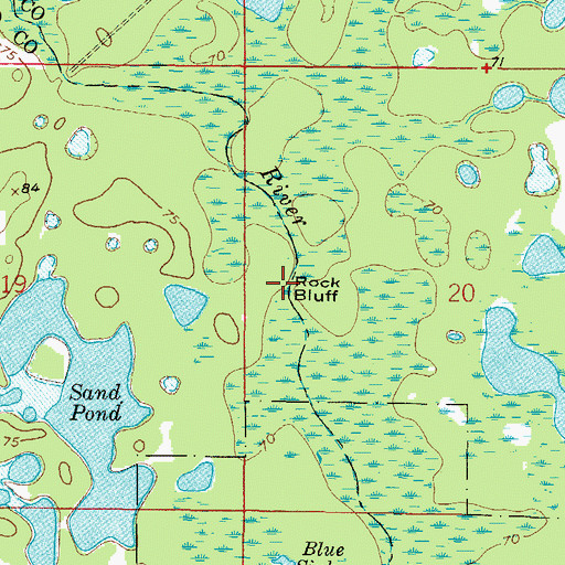 Topographic Map of Rock Bluff, FL