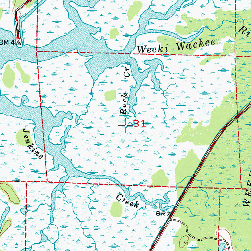 Topographic Map of Rock Creek, FL