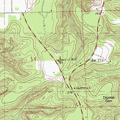 Topographic Map of Rock of Will Church, FL