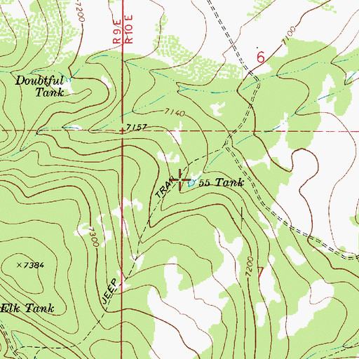 Topographic Map of Fiftyfive Tank, AZ