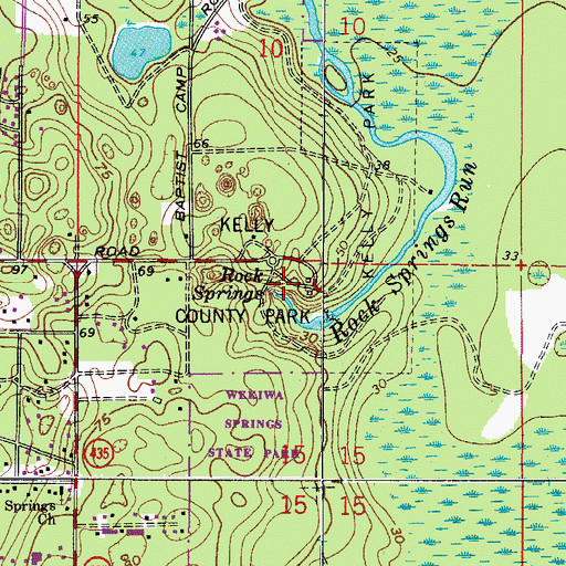 Topographic Map of Rock Springs, FL
