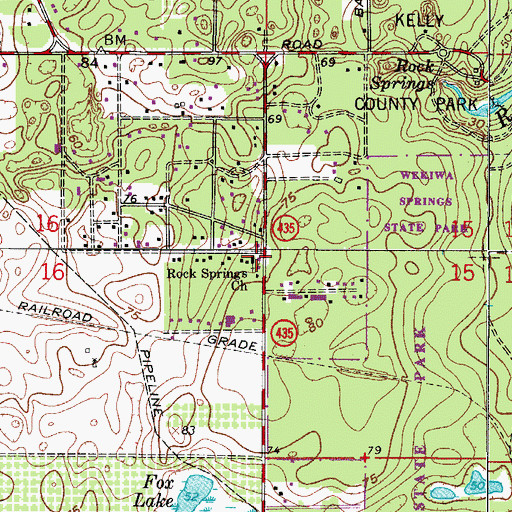 Topographic Map of Rock Springs Church, FL