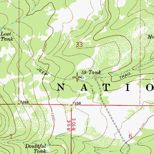 Topographic Map of Fiftynine Tank, AZ