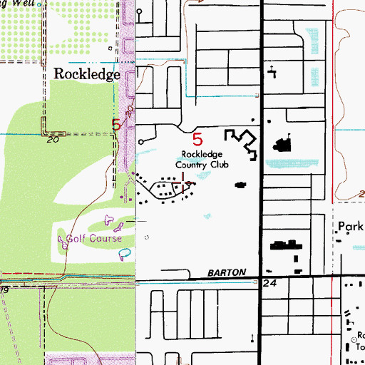 Topographic Map of Rockledge Country Club, FL