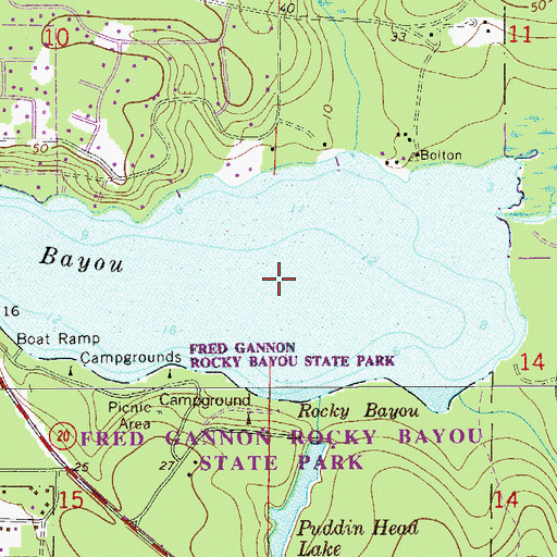 Topographic Map of Rocky Bayou, FL