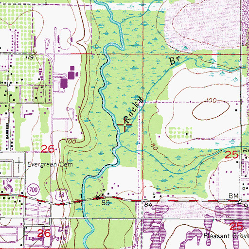 Topographic Map of Rocky Branch, FL