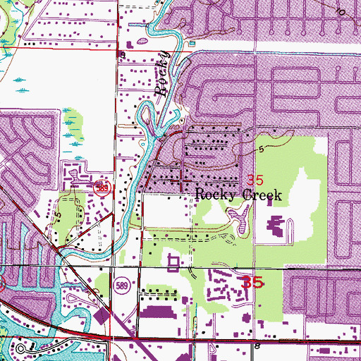 Topographic Map of Rocky Creek, FL