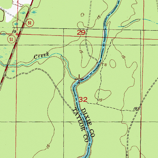 Topographic Map of Rocky Creek, FL