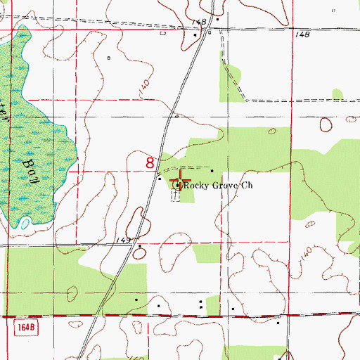 Topographic Map of Rocky Grove Church, FL