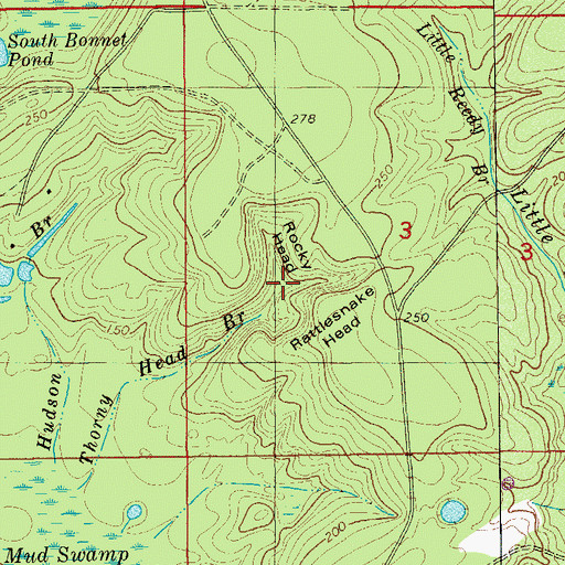 Topographic Map of Rocky Head, FL