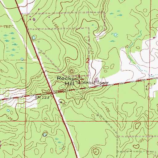 Topographic Map of Rocky Hill, FL