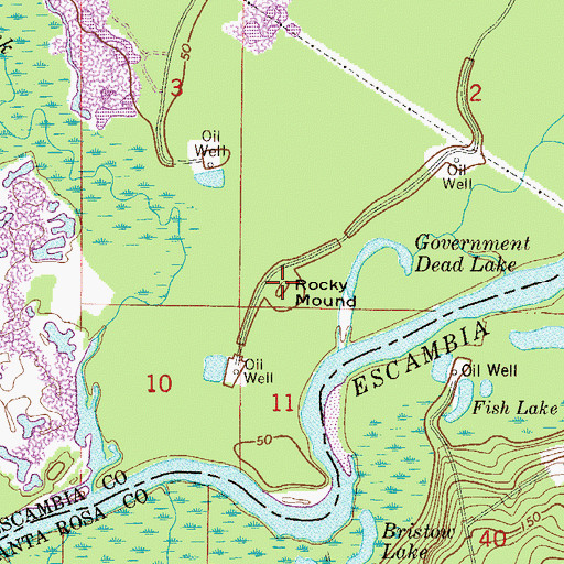 Topographic Map of Rocky Mound, FL