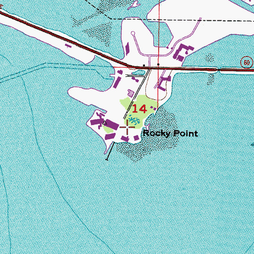 Topographic Map of Rocky Point, FL
