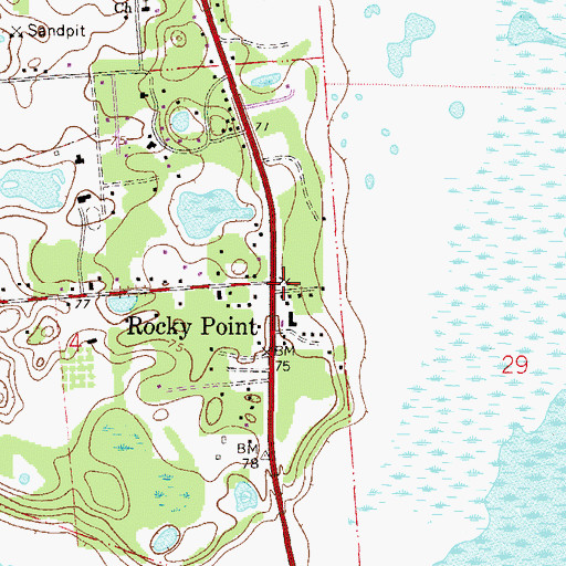 Topographic Map of Rocky Point, FL