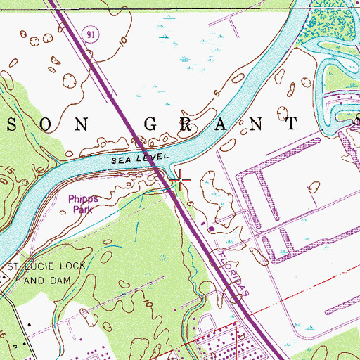Topographic Map of Roebuck Creek, FL