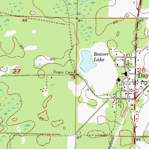 Topographic Map of Roger Cemetery, FL