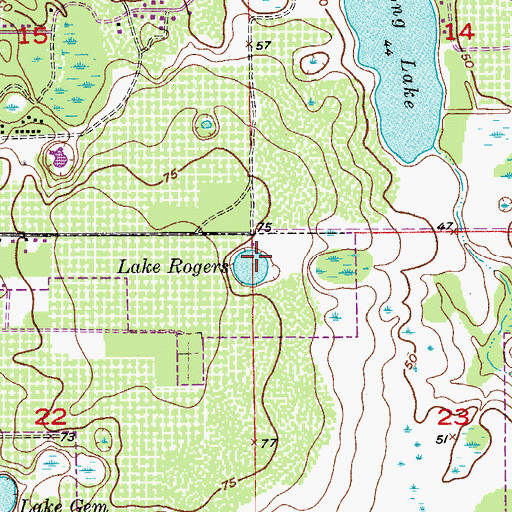 Topographic Map of Lake Rogers, FL