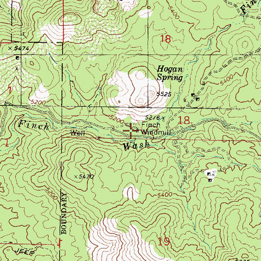 Topographic Map of Finch Windmill, AZ