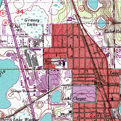 Topographic Map of Roosevelt Academy, FL