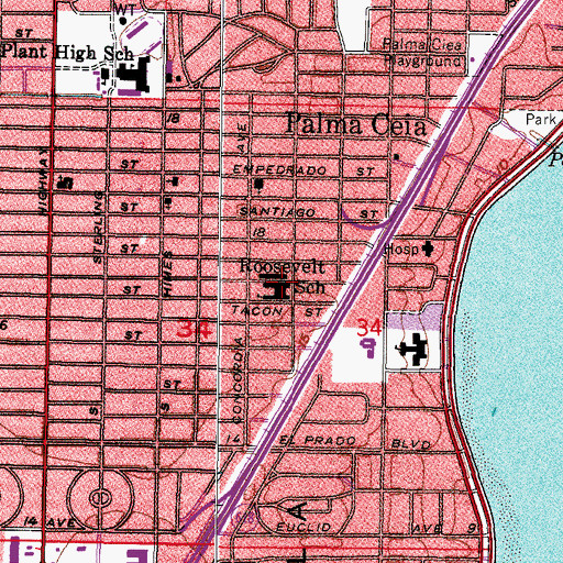 Topographic Map of Roosevelt Elementary School, FL