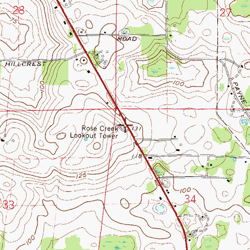 Topographic Map of Rose Creek Lookout Tower, FL