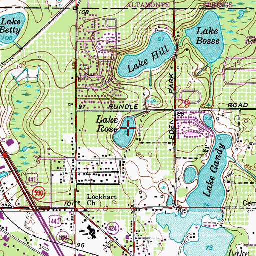 Topographic Map of Lake Rose, FL