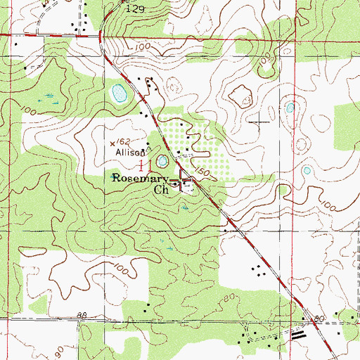 Topographic Map of Rosemary Church, FL
